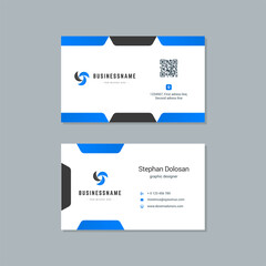 Business card design blue and black colors template modern corporate branding style vector illustration. Two sides with abstract logo on clean background
