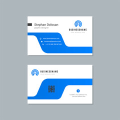 Business card design blue and black colors template modern corporate branding style vector illustration. Two sides with abstract logo on clean background