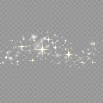 Star burst white, gold sparkles, dust sparks light