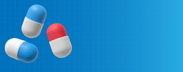 Vector banner with medical pills