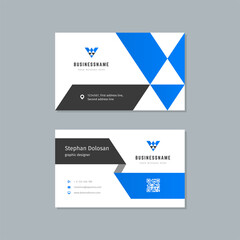 Business card design blue and black colors template modern corporate branding style vector illustration. Two sides with abstract logo on clean background