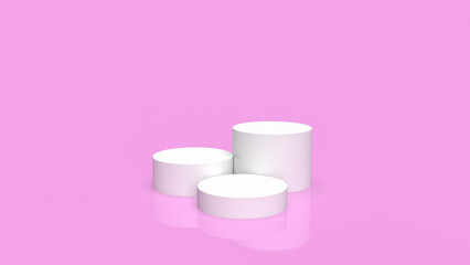 The white podium on pink background for present or advertising concept 3d rendering