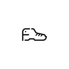 Shoes combination with letter F. Logo design.