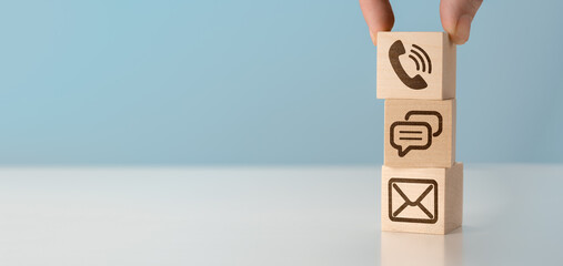 Website and Internet contact us page concept with phone, chat, email, icons. contact us icon phone,...