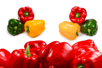 Fresh red bell pepper isolated on white background. Copy space.