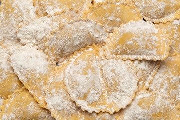 Raw ravioli as background. Healthy italian food.