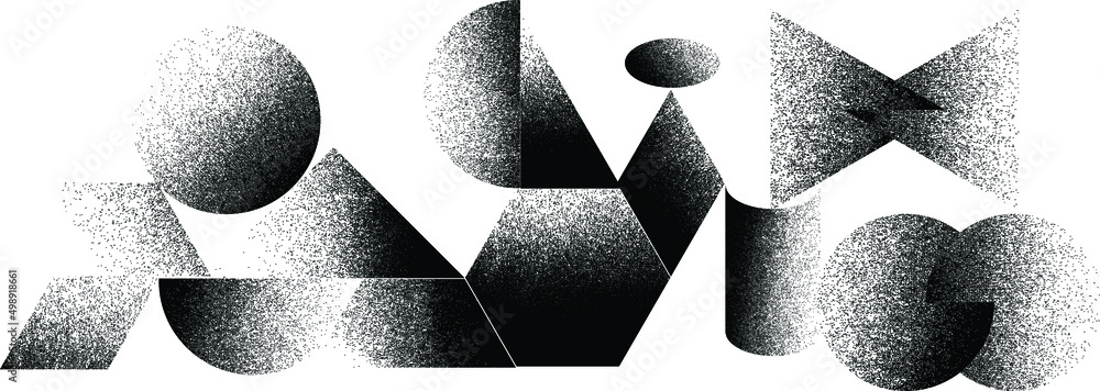 Leinwandbilder distorted geometric shape . minimal art design . noise destroyed logo . trendy grainy shapes . graph
