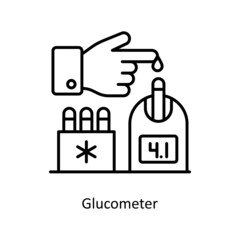 Fototapeta premium Glucometer vector Outline Icon Design illustration. Medical And Lab Equipment Symbol on White background EPS 10 File