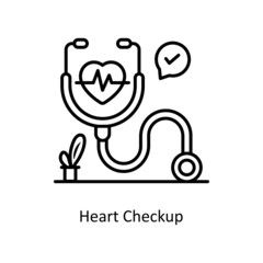 Heart Checkup vector Outline Icon Design illustration. Medical And Lab Equipment Symbol on White background EPS 10 File