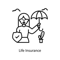 Life Insurance vector Outline Icon Design illustration. Medical And Lab Equipment Symbol on White background EPS 10 File