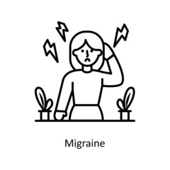 Migraine vector Outline Icon Design illustration. Medical And Lab Equipment Symbol on White background EPS 10 File