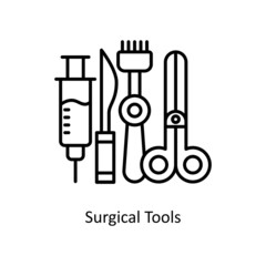 Surgical Tools vector Outline Icon Design illustration. Medical And Lab Equipment Symbol on White background EPS 10 File