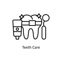 Teeth Care vector Outline Icon Design illustration. Medical And Lab Equipment Symbol on White background EPS 10 File