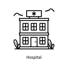 Naklejka premium Hospital vector Outline Icon Design illustration. Medical And Lab Equipment Symbol on White background EPS 10 File