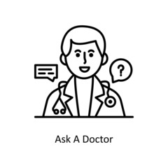 Ask A Doctor vector Outline Icon Design illustration. Medical And Lab Equipment Symbol on White background EPS 10 File