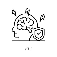 Brain vector Outline Icon Design illustration. Medical And Lab Equipment Symbol on White background EPS 10 File