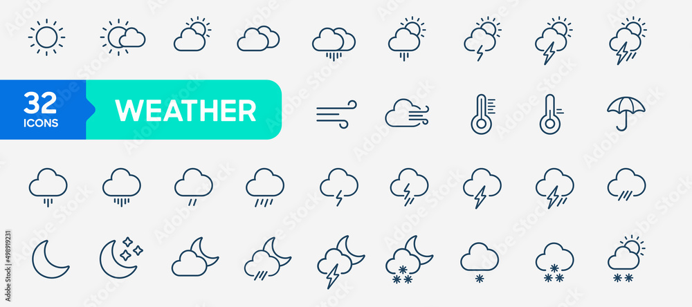Canvas Prints weather icons pack in line style. weather line icon set isolated. clouds logo and sign, vector illus