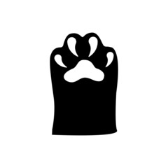 A cat's paw with sharp claws. The kitty is scratching. Home pet. Silhouette of a cat's paw. Black solid vector icon