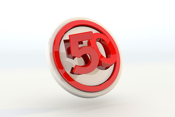 50 km Speed Limit 3d traffic sign