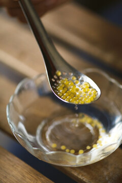Fish roe with a spoon
