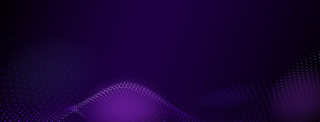 Abstract background with curved surfaces made of small dots in purple colors