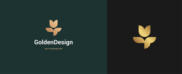 Vector abstract flower logo emblem design elegant modern minimal style vector illustration. Premium business geometric logotype symbol for corporate identity.
