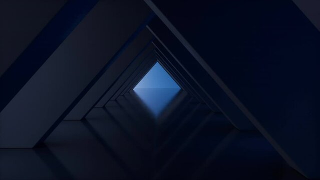 Passing through the dark tunnel, futuristic concept, 3d rendering.