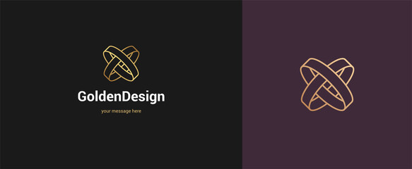 Vector abstract line rings logo emblem design elegant modern minimal style vector illustration. Premium business geometric logotype symbol for corporate identity.
