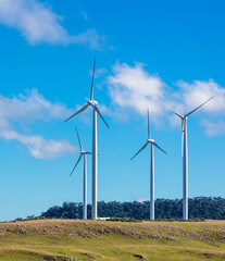 Fototapeta premium Landscape with wind turbines for power generation.
