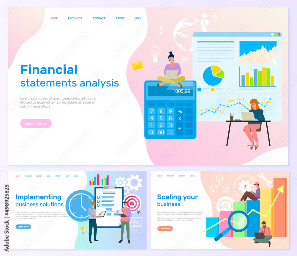Poster visualize with business analytics. people work with statistical data analysis, changing indicators. 