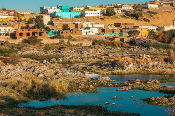 Fototapeta premium view of the Nubian village in the morning
