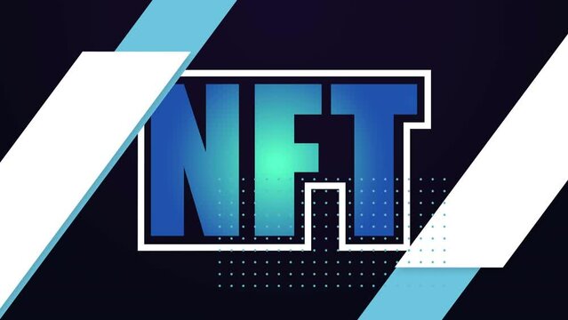 Animation of nft over blue stripes and black background
