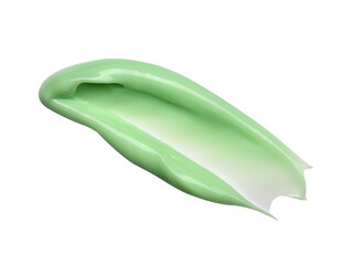 Pastel green cosmetic body lotion sample isolated on white background
