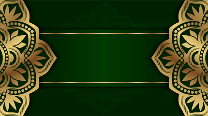 green background, golden mandala vector