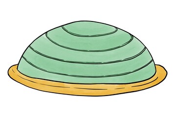 sports equipment, a simple doodle, an illustration painted in green and orange watercolor