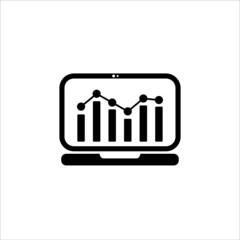 Graph in laptop icon vector illustration symbol