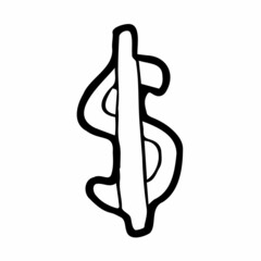 dollar icon hand drawn. Doodle sketch of dollar sign