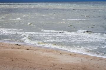 Sand beach and waves