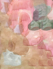Abstract watercolor background, different-shaped spots of bed colors