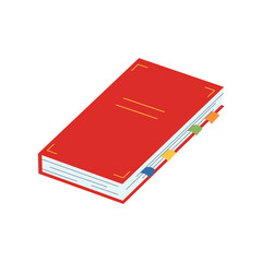 World book day concept, studying, learning. Book in cartoon flat style. Vector illustration of hand drawn educational, encyclopedias, planner