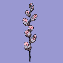 Vector illustration with ink violet plant