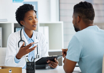 Yes i think I have the perfect treatment for you. Shot of a doctor having a consultation with a patient. - Powered by Adobe
