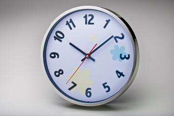Simple round wall clock, isolated