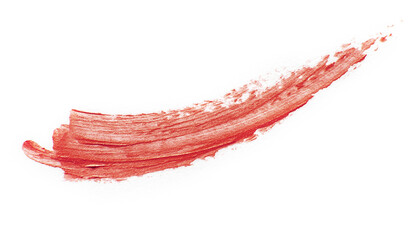 Smear and texture of lipstick or acrylic paint isolated on white background.
