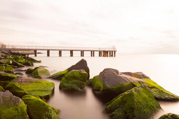 Marmara sea landscape from seashore in florya district at summer season.