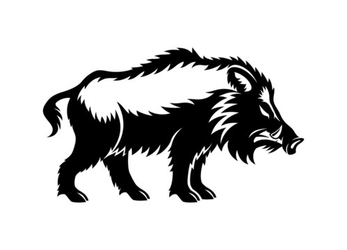 Angry Wild Boar Icon Isolated On White Background.