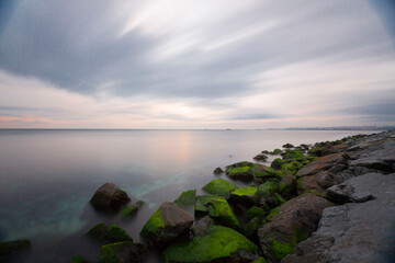 Marmara sea landscape from seashore in florya district at summer season.