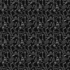 construction icons pattern. seamless doodle pattern with tools for construction. vector illustration on the theme of construction