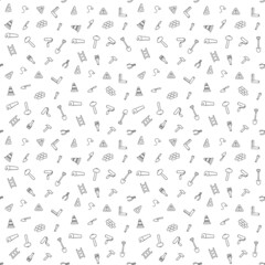 construction icons pattern. seamless doodle pattern with tools for construction. vector illustration on the theme of construction