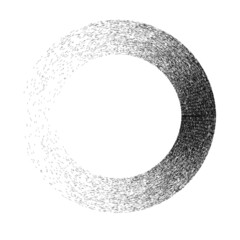 Distress basic geometric shape design . Noise dispersion circle logo . Spray effect .Grunge, grainy, gritty texture . Distressed element .vector 
